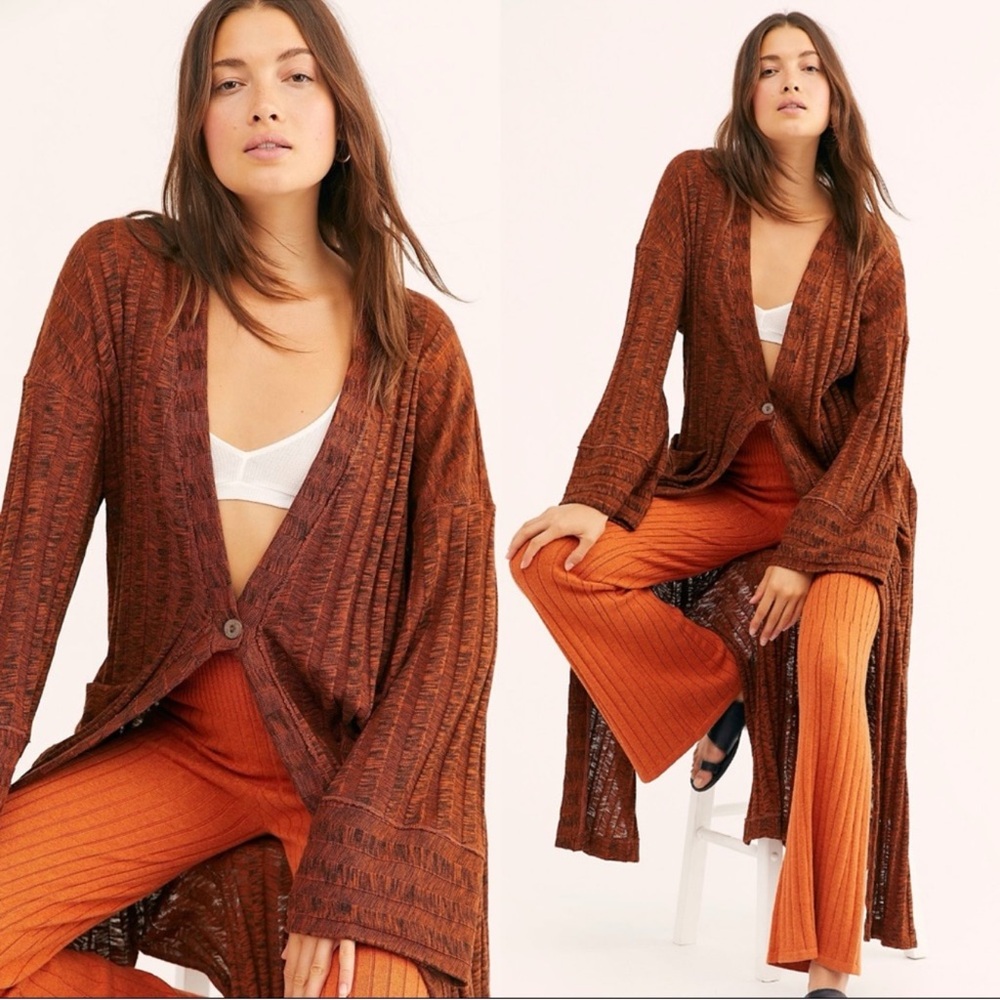 FREE PEOPLE BEACH NIGHTS CARDIGAN IN BRUN XS RARE